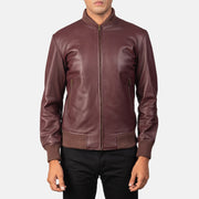 
Vue détaillée of Varsity & Zipper Hardware on Shane Bordeaux Blouson Bombardier en Cuir pour Homme
