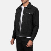 Black Goatskin suede Jacket - Vue de dos avec coupe ajustée aux épaules &amp; ourlet soigné