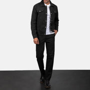 Men's Stallon Black Suede Jacket - Vue de profil avec coupe de manche ergonomique
