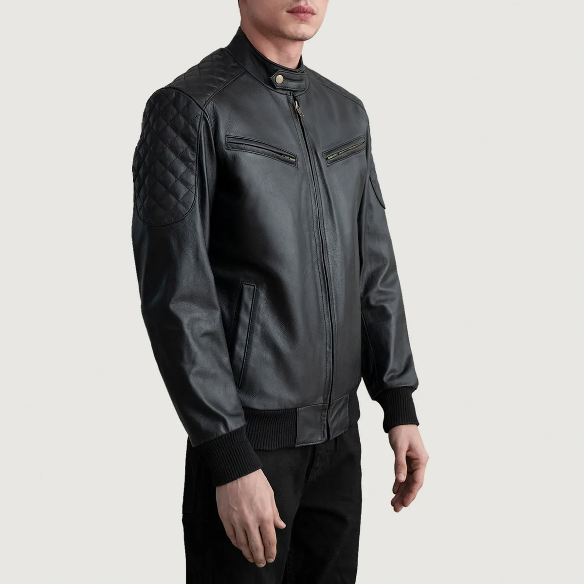 Dark Brown Goatskin Suede Bomber Jacket - Vue arrière montrant la carrure ajustée et l'ourlet net