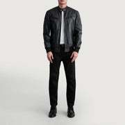 Vue détaillée of Band with Snap Button &amp; Zipper Hardware on Sven Mocha Suede Bomber Jacket