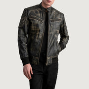 Rib Knit &amp; Hem Craftsmanship Construction Detail on Sven Mocha Suede Bomber Jacket