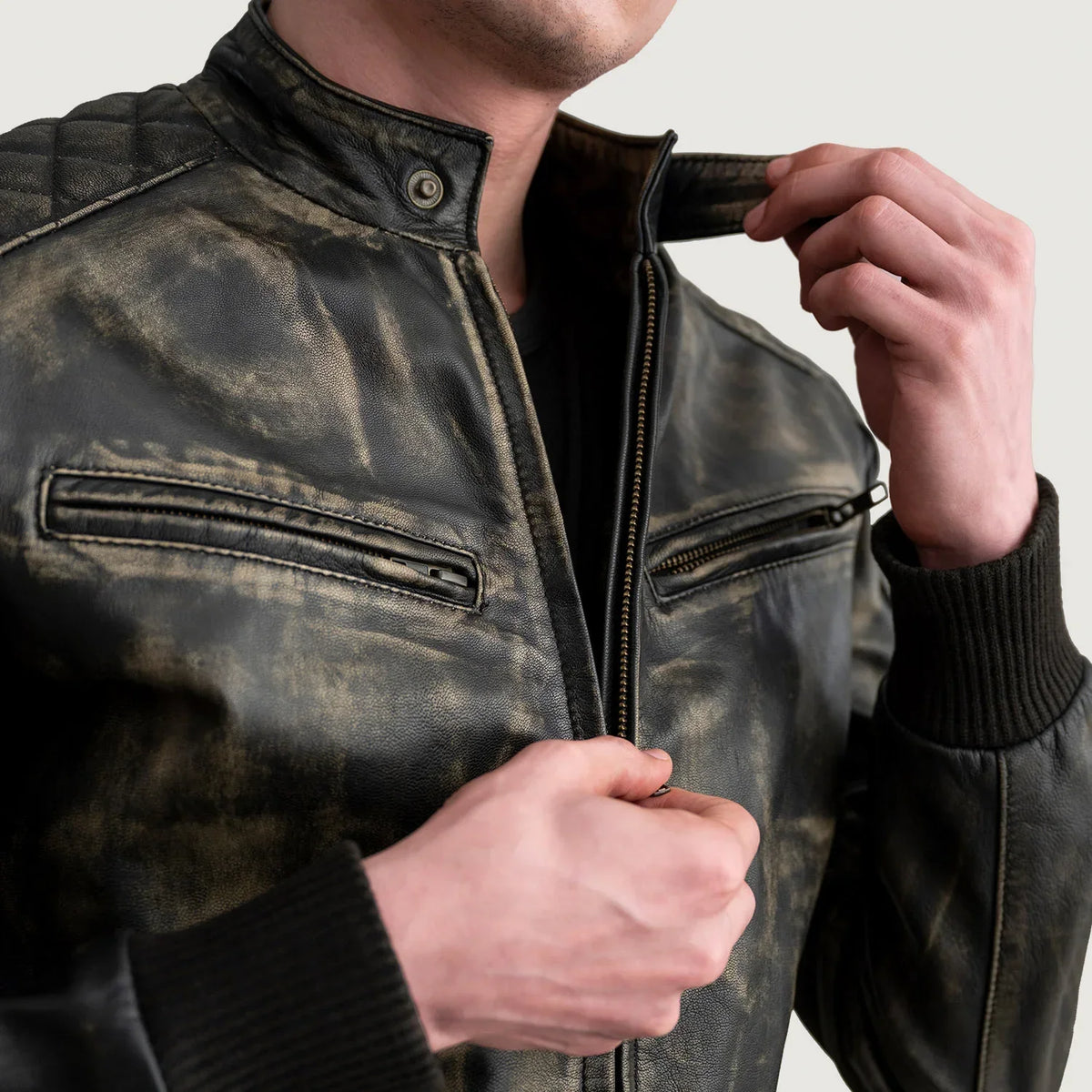 Sven Blouson Bomber en Cuir pour Homme – Vue produit alternative 5