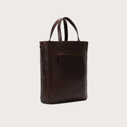 
The Poet Vintage Brown Leather Tote Bag For Men & Women - Profil latéral structuré montrant la profondeur du soufflet