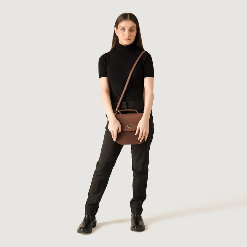 The Sandra Vintage Camel Leather Saddle Bag