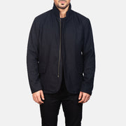Men's Thomas Noir Wool Veste en Cuir pour Homme in Black Synthetic Wool - Vue de face &amp; silhouette ajustée | Acheter en ligne