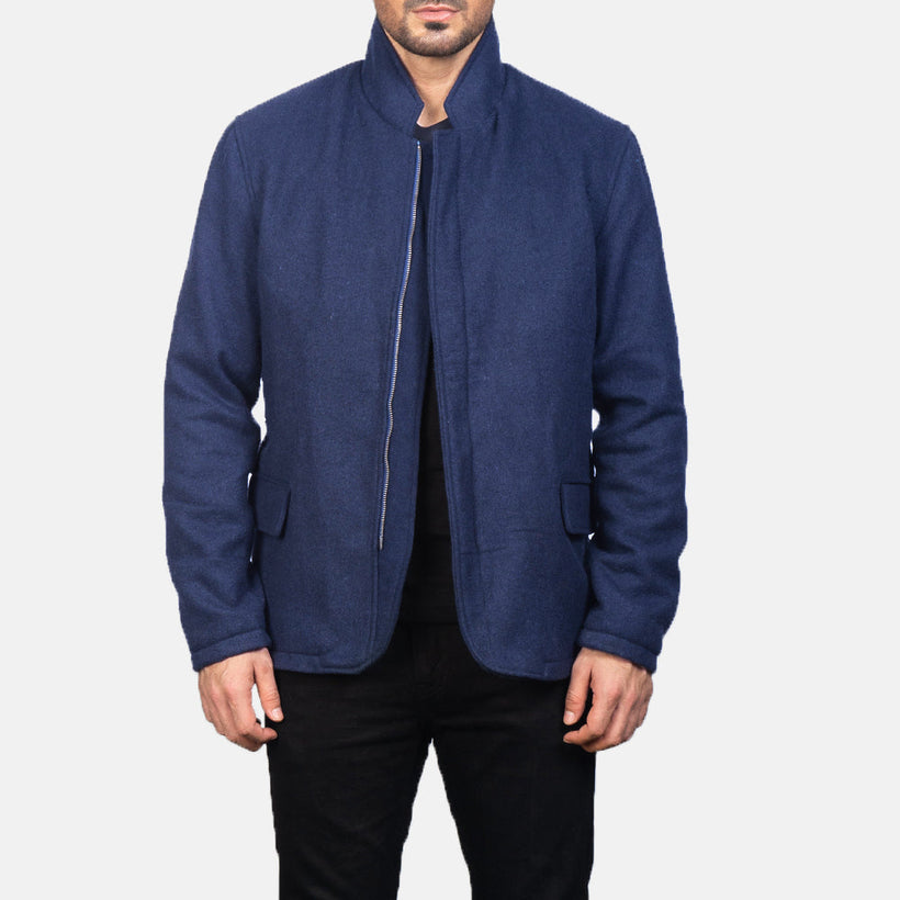 Thomas Bleu Wool Veste en Cuir pour Homme