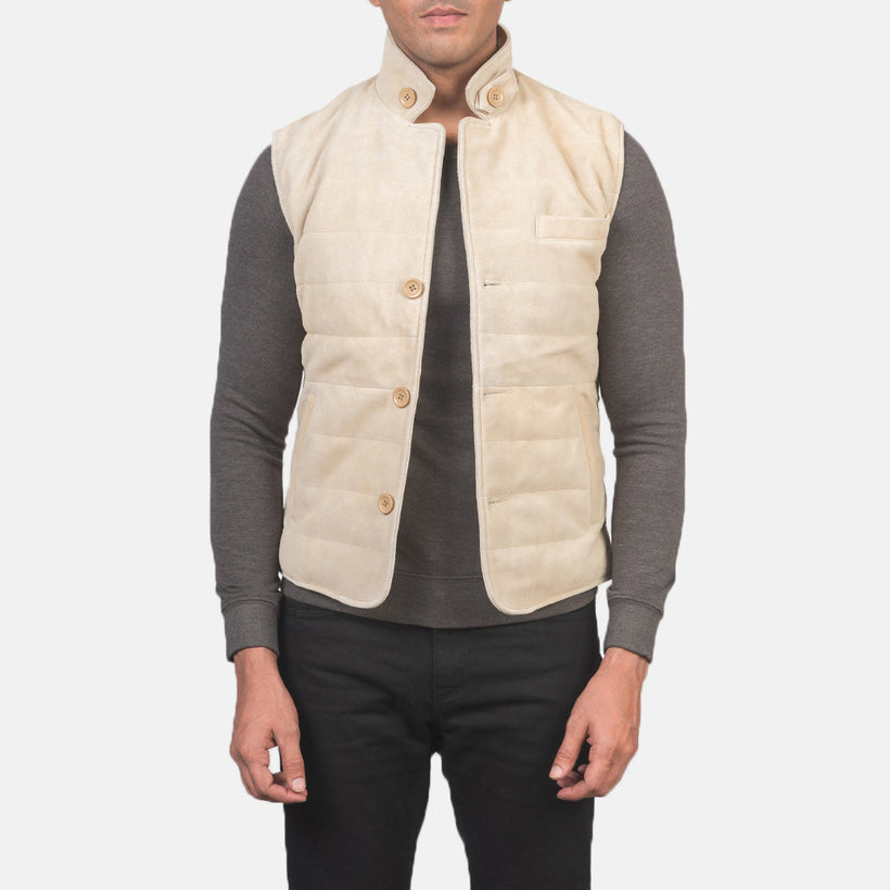 Tony Off-Blanc Suede Vest pour Homme