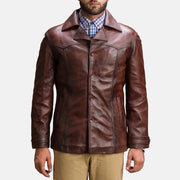 
Vincent Alley Marron Veste en Cuir pour Homme in Brown Sheepskin Leather - Vue de face & silhouette ajustée | Acheter en ligne