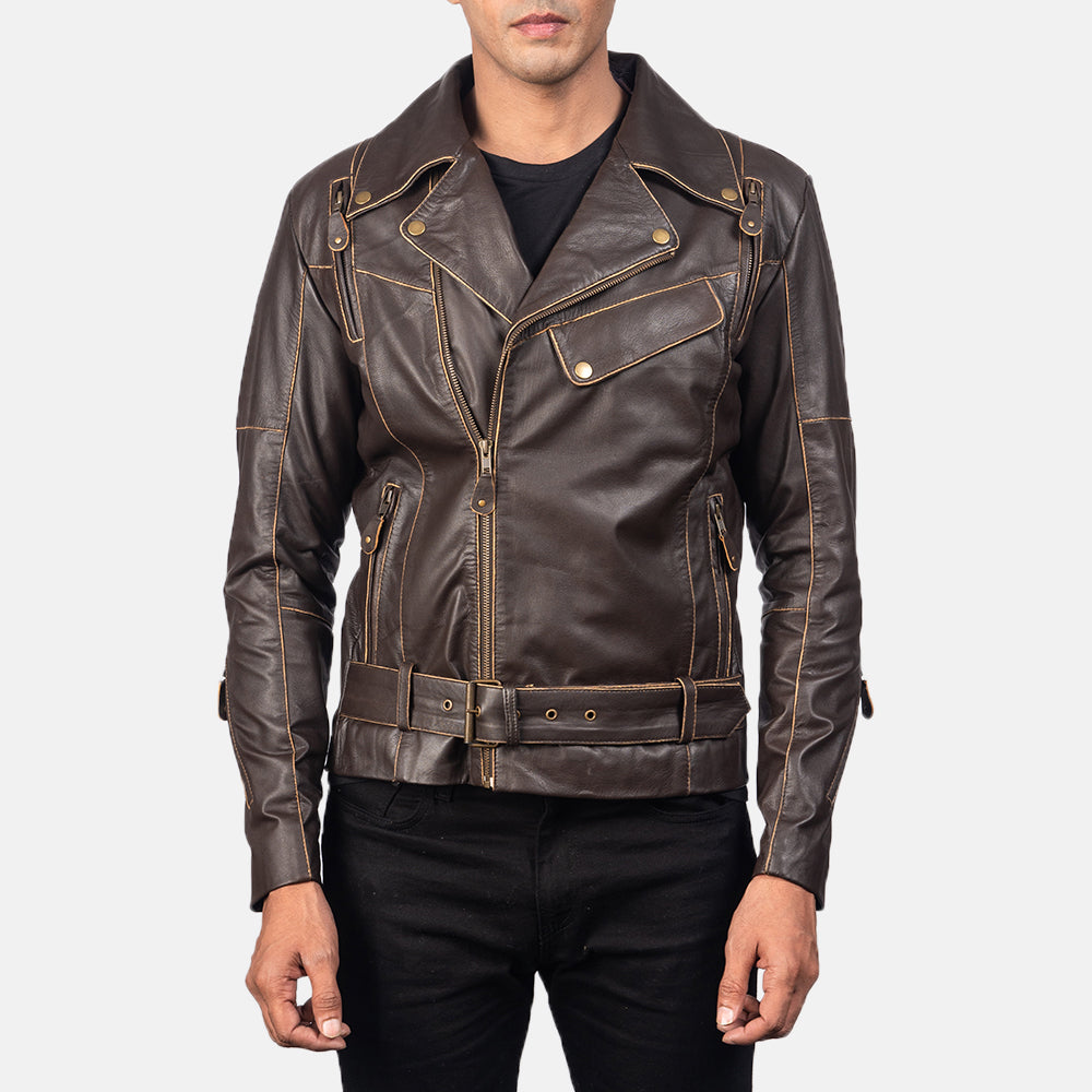 Vincent Noir Veste Motard en Cuir pour Homme – Vue produit alternative 3