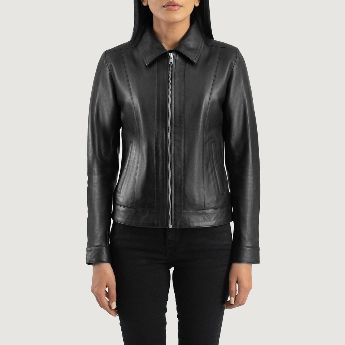 Vixen Classic Collar Veste en Cuir pour Femme – Vue produit alternative 4