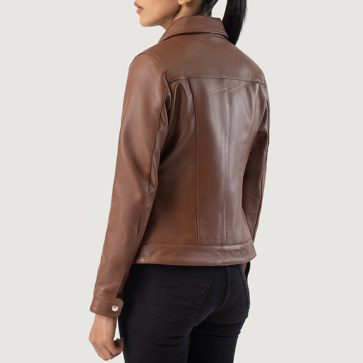 Vixen Classic Collar Veste en Cuir pour Femme – Vue produit alternative 5