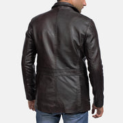 Men's Wine Noir Blazer en Cuir en Cuir pour Homme - Vue de profil avec coupe de manche ergonomique