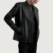 Zen Noir Veste Motard en Cuir pour Homme - Vue de profil avec coupe de manche ergonomique